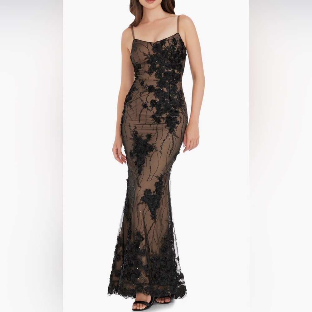 NEW Dress the Population Giovanna Floral Sequin Gown XS